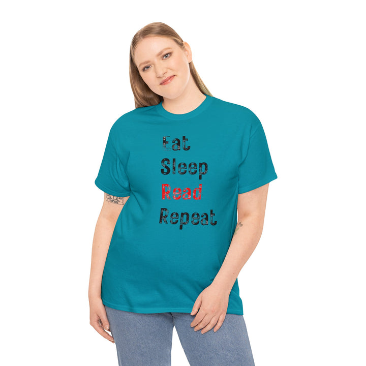 EAT, Sleep, Read--Unisex Heavy Cotton Tee