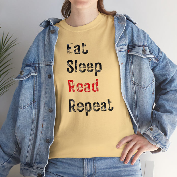 EAT, Sleep, Read--Unisex Heavy Cotton Tee