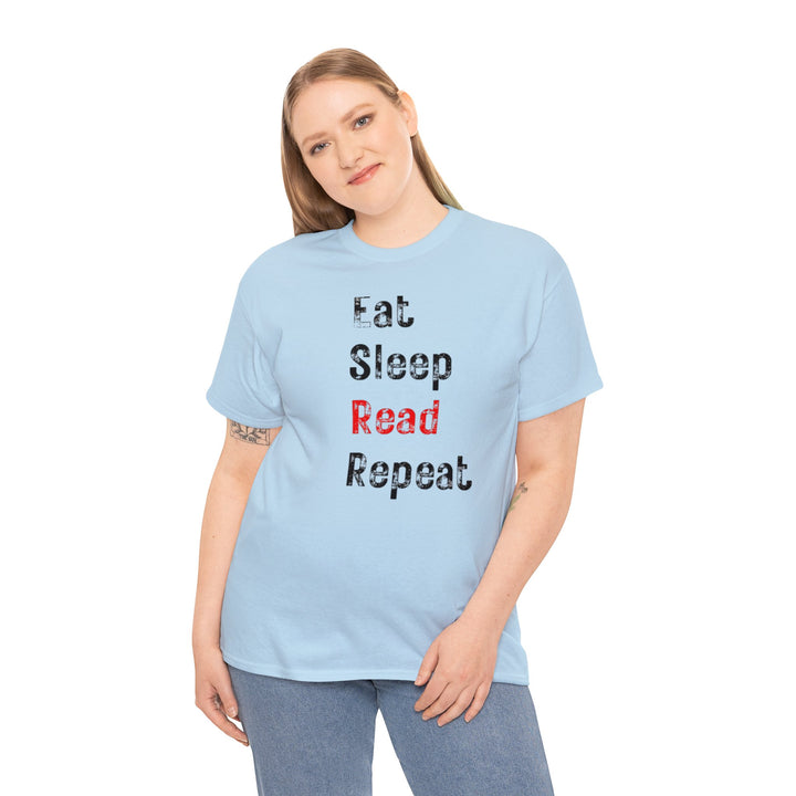 EAT, Sleep, Read--Unisex Heavy Cotton Tee