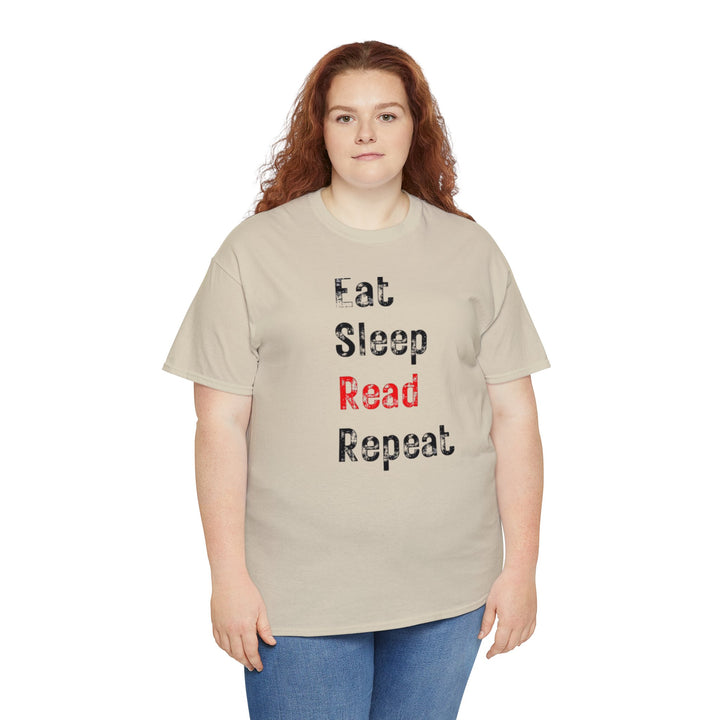 EAT, Sleep, Read--Unisex Heavy Cotton Tee