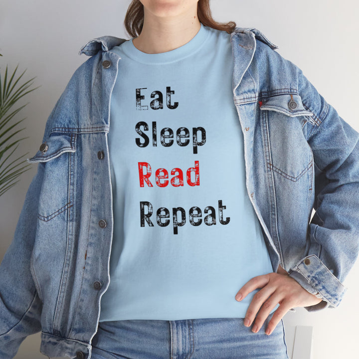 EAT, Sleep, Read--Unisex Heavy Cotton Tee