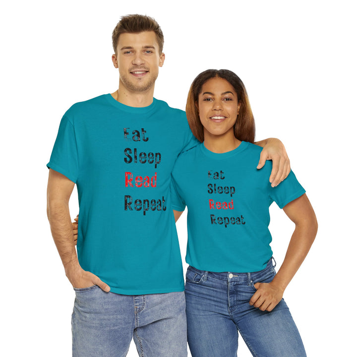 EAT, Sleep, Read--Unisex Heavy Cotton Tee