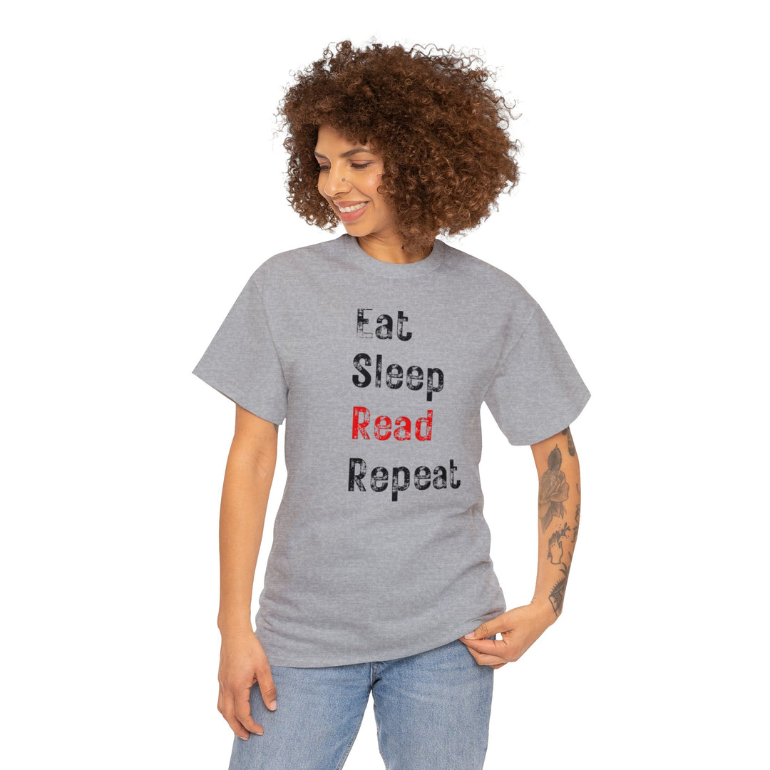 EAT, Sleep, Read--Unisex Heavy Cotton Tee