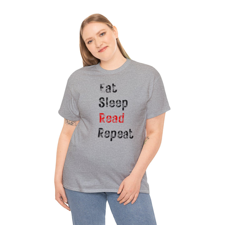 EAT, Sleep, Read--Unisex Heavy Cotton Tee