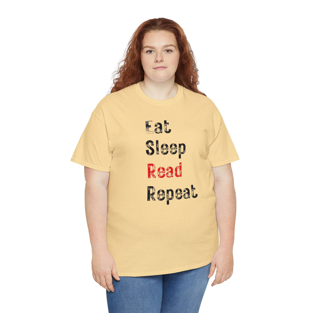 EAT, Sleep, Read--Unisex Heavy Cotton Tee