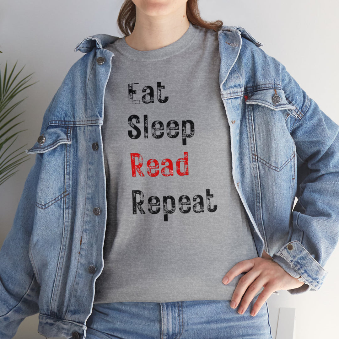 EAT, Sleep, Read--Unisex Heavy Cotton Tee