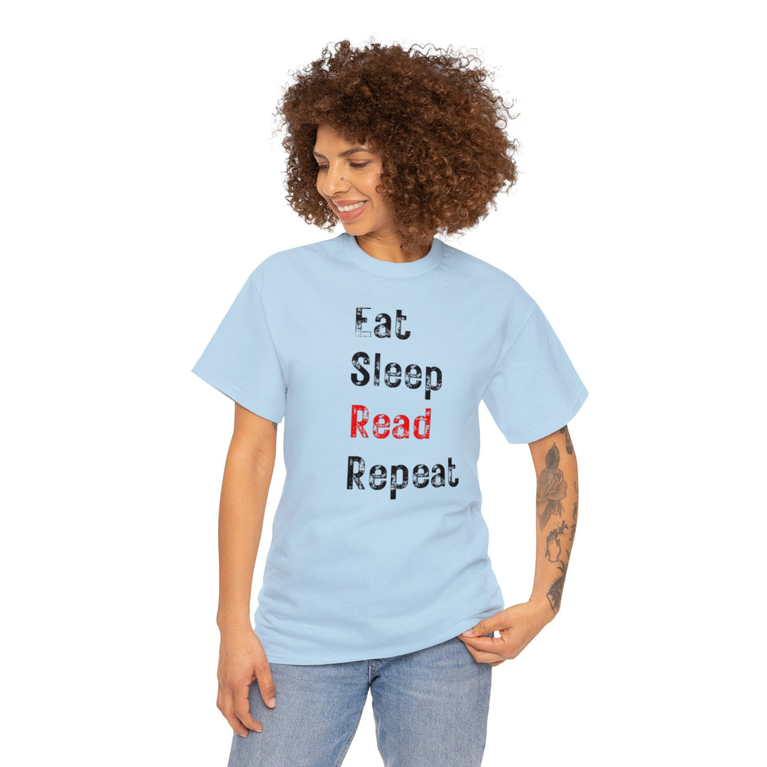 EAT, Sleep, Read--Unisex Heavy Cotton Tee
