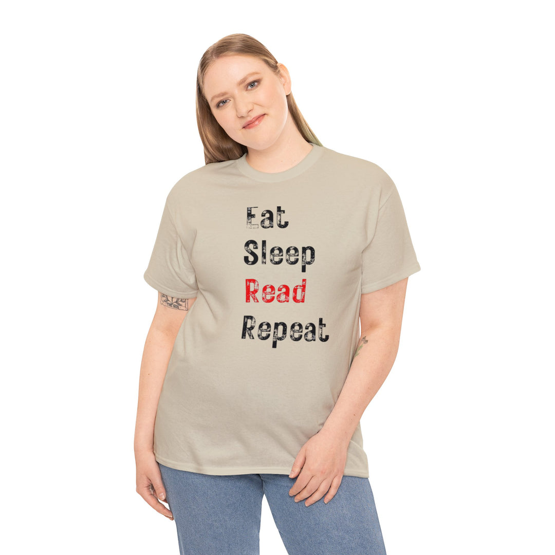 EAT, Sleep, Read--Unisex Heavy Cotton Tee