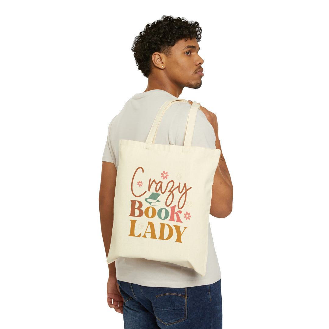 Crazy Book Lady Cotton Canvas Tote Bag