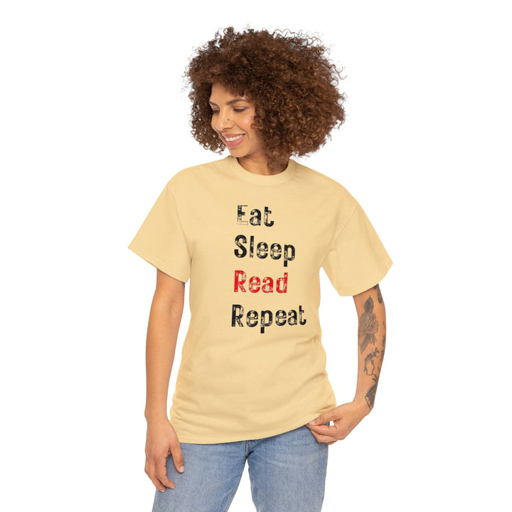 EAT, Sleep, Read--Unisex Heavy Cotton Tee
