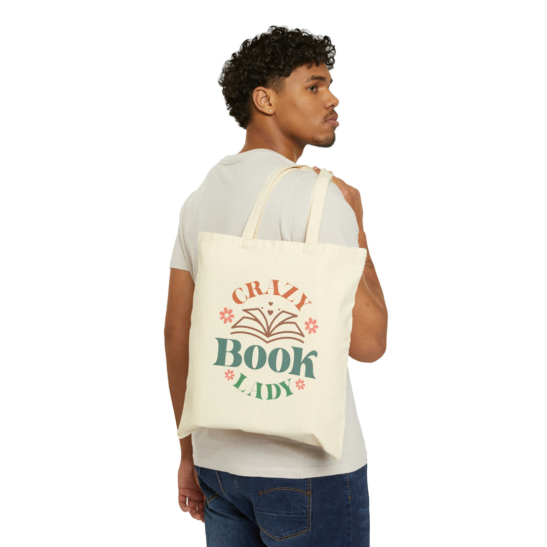 Crazy Book Lady Cotton Canvas Tote Bag