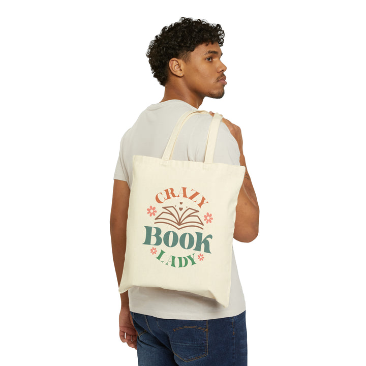 Crazy Book Lady Cotton Canvas Tote Bag
