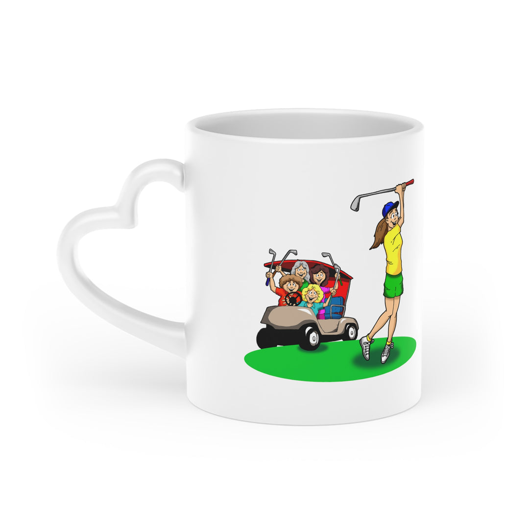 Golfer With Cart Heart-Shaped Mug