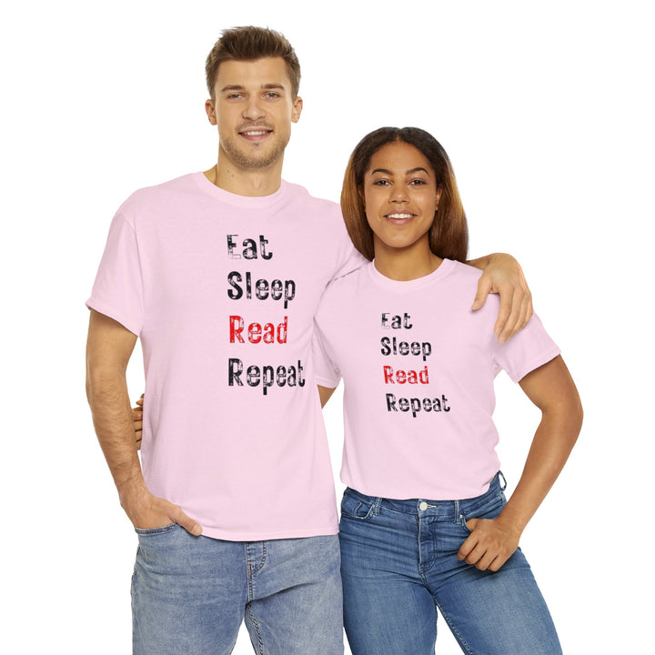 EAT, Sleep, Read--Unisex Heavy Cotton Tee