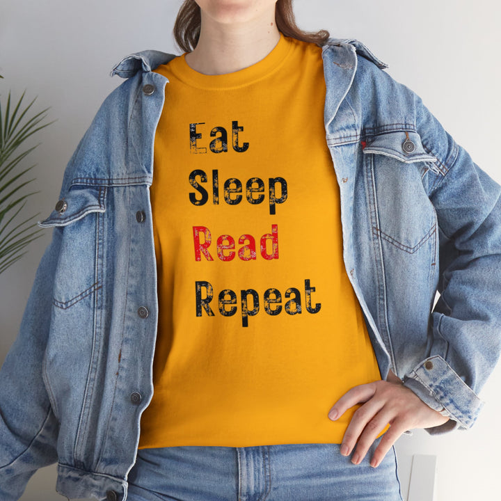 EAT, Sleep, Read--Unisex Heavy Cotton Tee