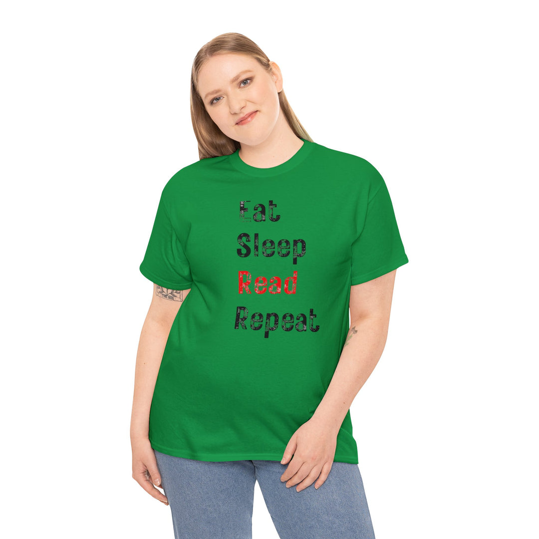 EAT, Sleep, Read--Unisex Heavy Cotton Tee