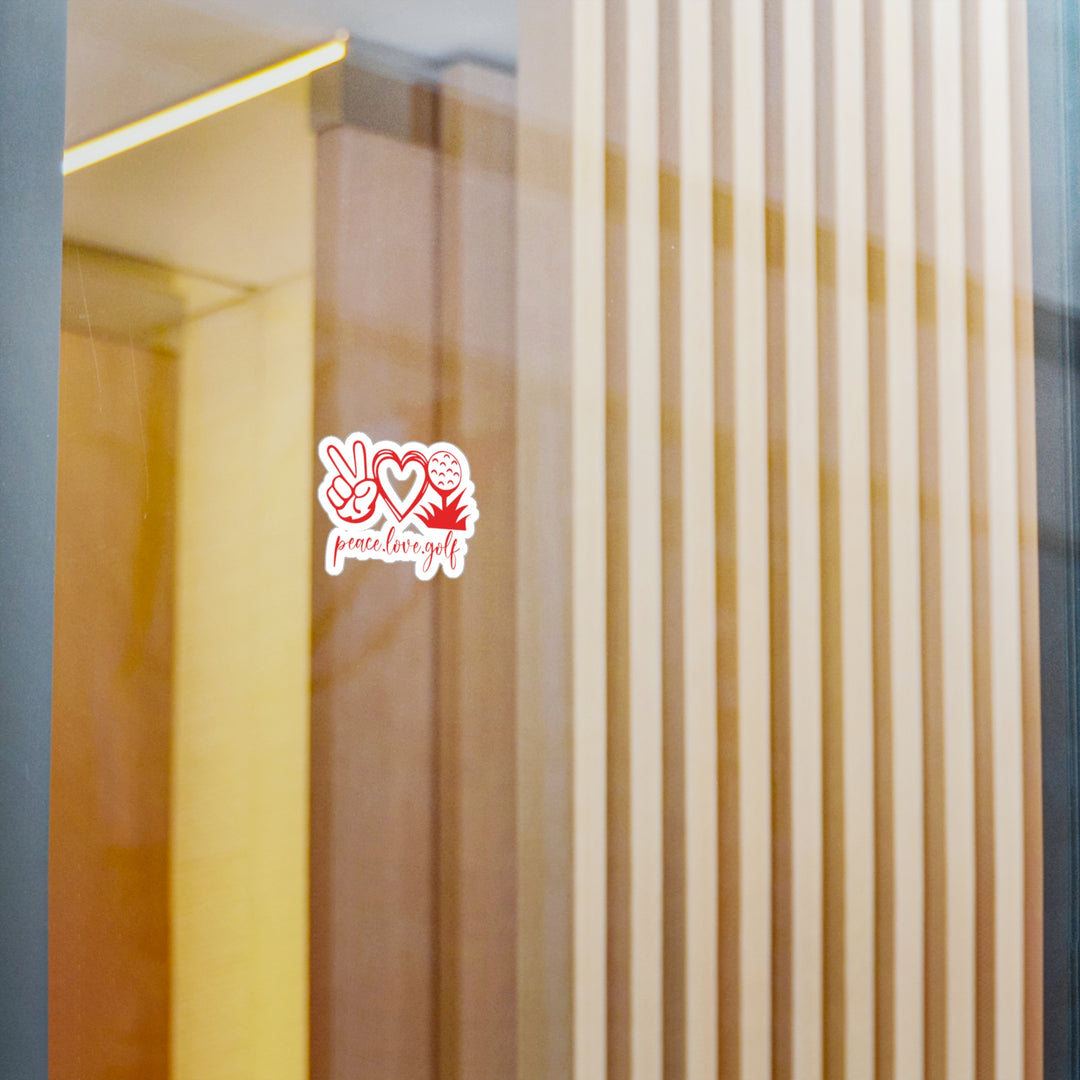Peace Love Golf Red Kiss-Cut Vinyl Decals