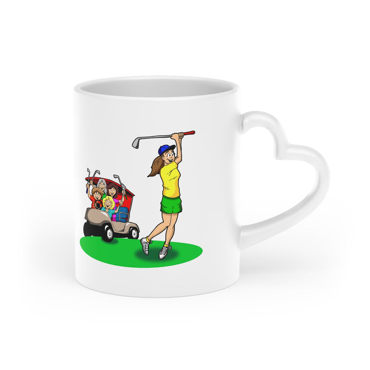 Golfer With Cart Heart-Shaped Mug