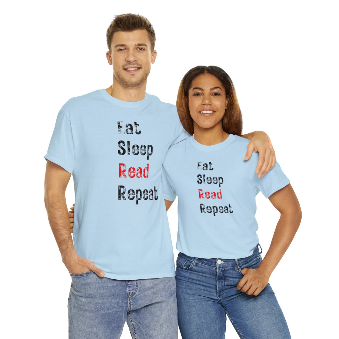 EAT, Sleep, Read--Unisex Heavy Cotton Tee