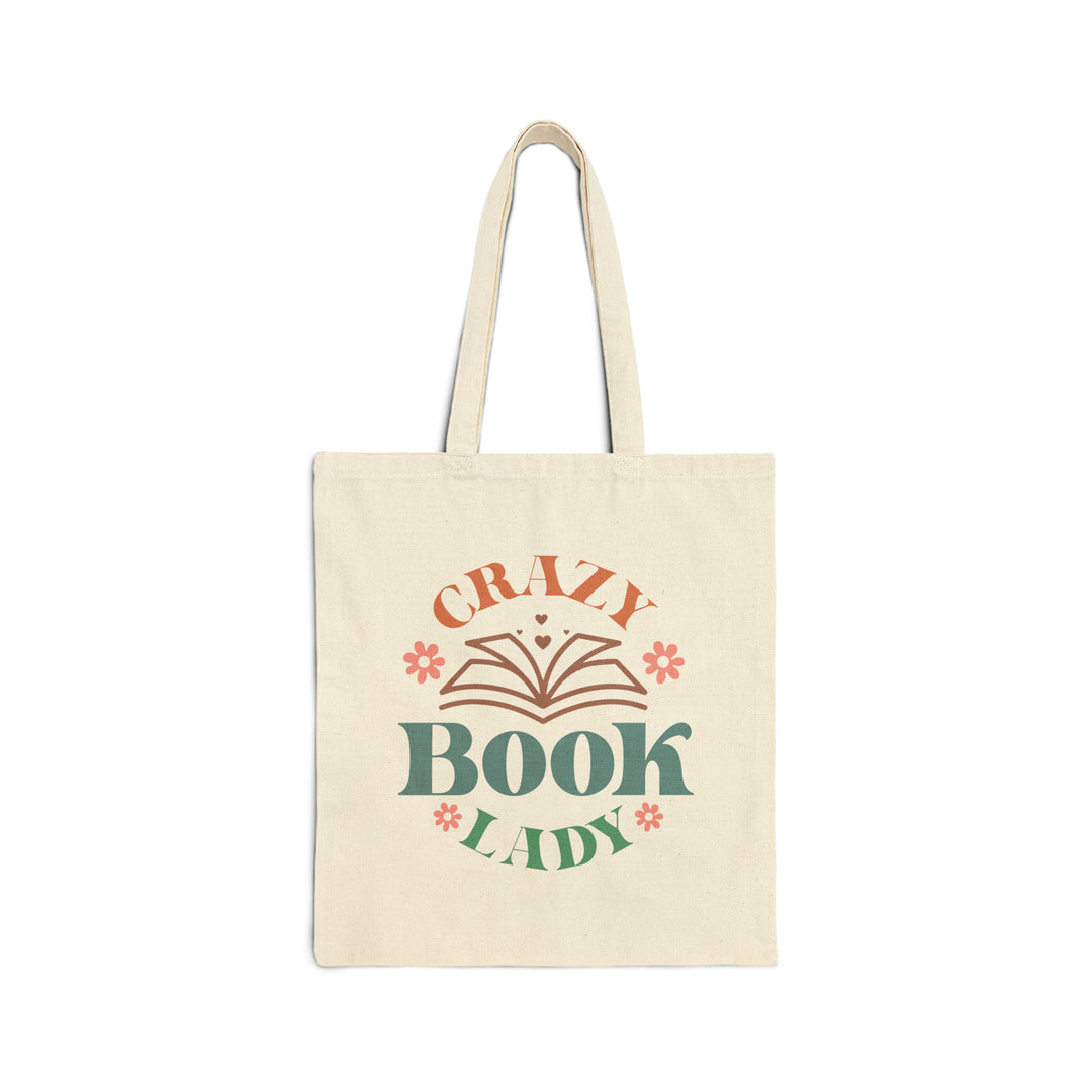 Crazy Book Lady Cotton Canvas Tote Bag